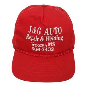 King Cap J G Auto Repair Welding Mesh Snapback Cap Trucker Printed Baseball Hat